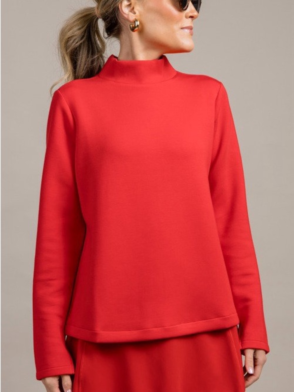 SPANX Air Essential Red Funnel Neck Mock Neck Sweater Size 1X